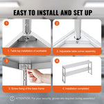 Amocart Stainless Steel kitchen worktable Overshelf with Height Adjustable Overshelf Prep Work Table for Kitchen Restaurant
