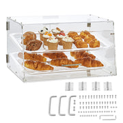 Bild in Galerie-Viewer laden, Amocart 2 Tray Clear Pastry Display Case Acrylic Commercial Countertop Bakery Display Case with Front and Rear Door for Bread
