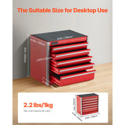Charger l'image dans la visionneuse de galerie, Amocart 5-Drawer 8.6in Metal Tool Box Red/Black Portable Small Tool Chest with PP Feet Pads for Garage Workshop Tools Storage
