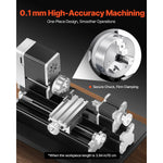 SucceBuy 2.76x5.12 in Mini Metal Lathe Machine 36W 20,000 RPM Speed + 3-jaw Chuck Aluminum Alloy for Processing Precision Parts
