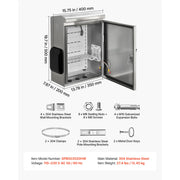 Charger l'image dans la visionneuse de galerie, Amocart Outdoor Electrical Box 20 x 16 x 8 in Stainless Steel Ventilated Electrical Enclosure with Thermostat and Fan, Rain Hood, Hinge Connection, Wall/Pole Mounted
