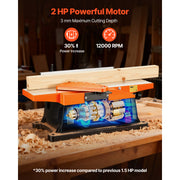 Bild in Galerie-Viewer laden, Amocart 6in 2HP 12000 RPM Benchtop Jointer 6 x 23 in Cast Aluminum Table Up to 1/8in Depth Adjustable Fence for Woodworking DIY
