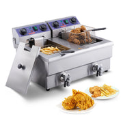 Charger l'image dans la visionneuse de galerie, Amocart  Electric Deep Fryer w/Dual Removable Tanks 12L 5000W Commercial Countertop  Fryer for Chicken French Fries
