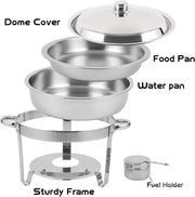 Charger l'image dans la visionneuse de galerie, Amocart 4 Pack Chafing Dish Buffet Set Stainless Steel Chafer w/4 Full Size Pan Round Catering Warmer Server for Party Banquets
