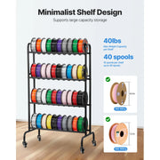 Charger l'image dans la visionneuse de galerie, Amocart 4 Tier 3D Printer Filament Rolling Filament Spool Storage Rack with Wheels for Office Workshop 3D Printing Station
