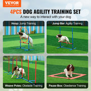Charger l'image dans la visionneuse de galerie, Amocart Dog Agility Training Equipment 4 PCS Set with Adjustable High Hurdles 6 Weave PolesJump Ring Square Pause Box Whistle
