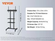 Charger l'image dans la visionneuse de galerie, Amocart Mobile TV Stand Height Adjustable TV Stand w/ Wheels Double Tray for Audio-Visual Devices Rolling TV Stand for Bedroom
