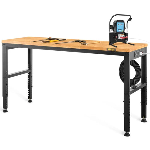 Amocart 72cm Woodworking Workbench Adjustable Height Oak Wood Hardwood Top Work Table 900KG Capacity for Office Home Workshop