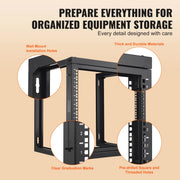 Bild in Galerie-Viewer laden, Amocart 9U Wall Mount Rack 150lbs Max Load Capacity Open Frame Server Network Rack with Cage Nuts Screw for Server IT Equipment
