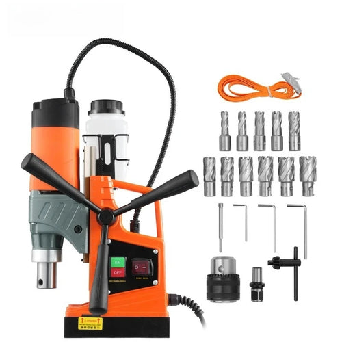 Amocart 11PCs Magnetic Drill Press 1450W 1.6In Boring 850RPM 2810lbf Portable Electric Mag Drill Machine