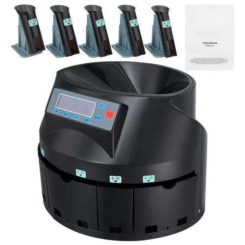 Amocart 230/300 Coins/Min USD Coin Sorter Wrapper Professional Electric Automatic Machine LED Display for School Shop Bank Home