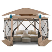 Load image into Gallery viewer, 12x12 FT Screened Gazebo, Pop Up Stargazing Canopy Tent, Khaki | Gazebos On Clearance with Removable Roof,Instant, Customized

