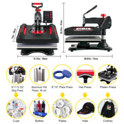 Load image into Gallery viewer, Amocart 5/8in1 15x15"/12x15"Dual-tube Heating Insulation Cotton Heat Press Sublimation Machine 360°Swing Design for Tshirts Etc
