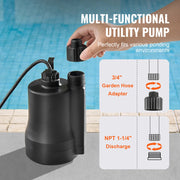 Charger l'image dans la visionneuse de galerie, Amocart Utility Pump 1/3HP 2450GPH High Flow 30ft Head Sump Pump Submersible Water Pump 10ft Long Power Cord for Draining Water
