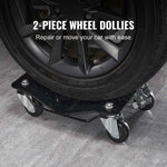 Amocart Car Tire Wheel Trolley Dollies 2/4PCS 1500lb Weight Capacity Vehicle Skate Moving Tire with 4 Casters Auto Repair Mover