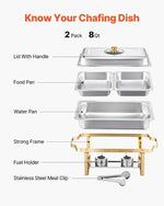 【Premium】Amocart 2/4 Pack Chafing Dish Buffet Set Stainless Steel Chafer with Half Size Pans Rectangle Catering Warmer for Part