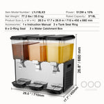 SucceBuy 3 Tanks Commercial Beverage Dispenser 10L/18L Per Tank Juice Dispenser Stainless Steel Ice Tea Drink Machine for Drink