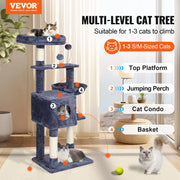 Bild in Galerie-Viewer laden, Amocart Cat Tree for Indoor Cats Cat Tower with Cat Condo Sisal Scratching Post HammockTop Perch Jumping Platforms Dark Grey
