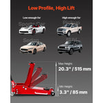 SucceBuy 3 Ton Low Profile Floor Jack  Aluminum Racing Floor Jack with Dual Pistons Quick Lift Pump for Sports Car SUV Pickup