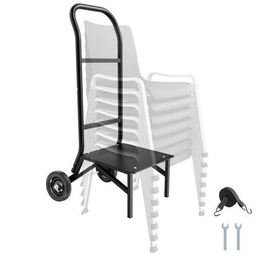 Amocart 150LBS Folding Chair Rack Metal Chair Storage Cart with Rubber Wheels Push-Style Chair Holder for Stacking 10 Chairs