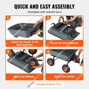Charger l'image dans la visionneuse de galerie, Amocart Dump Cart Poly Garden Dump Cart Easy to Assemble Steel Frame Dump Wagon with 2-in-1 Convertible Handle Safe Transport
