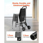 Amocart 150LBS Folding Chair Rack Metal Chair Storage Cart with Rubber Wheels Push-Style Chair Holder for Stacking 10 Chairs