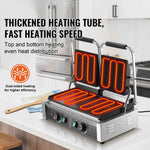 Amocart Commercial Panini Grill 3600W Electric Sandwich Panini Maker with Temp Control And 19"x9" for Hamburger Steak Bacon