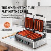 Charger l'image dans la visionneuse de galerie, Amocart Commercial Panini Grill 3600W Electric Sandwich Panini Maker with Temp Control And 19"x9" for Hamburger Steak Bacon
