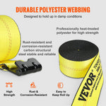 SucceBuy Winch Straps Truck Straps with Flat Hook Flatbed Tie Downs Cargo Control for Trailers Farms Rescues Tree Saver Yellow