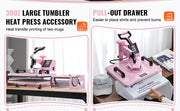 Bild in Galerie-Viewer laden, Amocart Heat Press Machine 12x15inch  8in 1 Heat Transfer Machine 360° Swing Away T-Shirt for T-Shirts/Mugs/Hats/Plates Pink
