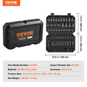 Charger l'image dans la visionneuse de galerie, Amocart Drive Impact Socket Set Deep Shallow Socket Set CR-V Alloy Steel Auto Repair Easy-to-Read Size Markings Storage Case
