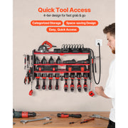 Load image into Gallery viewer, Amocart 3 Tire Power Tool Organizer Drill Storage Rack with Charging Station &amp; Side Pegboard Tool Organizer for Garage Workshop
