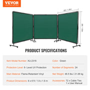 Load image into Gallery viewer, Amocart Welding Screen with Frame 6' x 8' Flame-Resistant Vinyl 3 Panel Welding Curtain Screens 12 Swivel Wheels for Workshop
