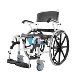SucceBuy Shower Wheelchair 17.5in Bathroom Wheelchair for Inside Shower Adjustable Rolling Shower Chair for Disabled  300 lbs