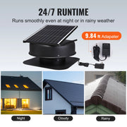 Bild in Galerie-Viewer laden, Amocart Solar Attic Fan 40W 1230 CFM Large Air Flow Solar Roof Vent Low Noise and Weatherproof with Smart Adapter for Home
