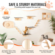 Charger l'image dans la visionneuse de galerie, Amocart Wall Mounted Cat Shelves Cat Wall Shelves and Perches with Jumping Boards Hammocks &amp; Cat Tree Cat Furniture and Shelves
