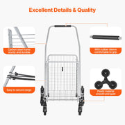 Bild in Galerie-Viewer laden, Amocart 88lbs Folding Shopping Cart Light-weight Storage Stair Climbing Utility Cart with Wheels Outdoor Travel Picnic Handcart
