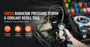 Charger l'image dans la visionneuse de galerie, Amocart 28 Pcs Universal Radiator Pressure Tester Kit Manual Pump Color-coded Steel Test Cap Adapter Toolbox For Car Motorcycle
