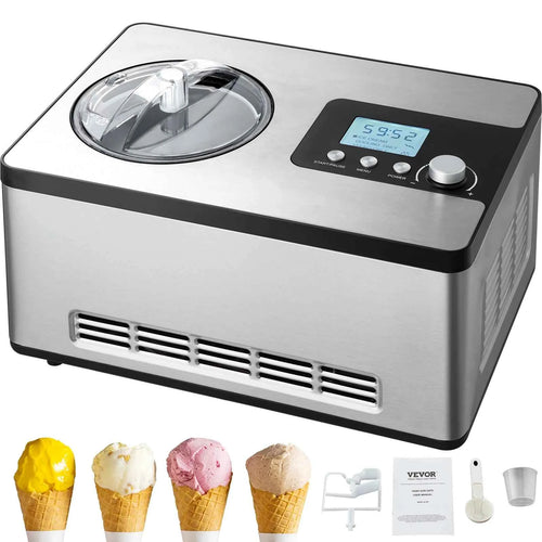 Amocart Automatic Ice Cream Maker with Built-in Compressor 2 Quart No Pre-freezing Fruit Yogurt Machine Electric Sorbet Maker