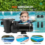 Bild in Galerie-Viewer laden, Amocart Above Ground Pool Pump 1HP/1.5HP/2HP Single Speed with Filter Basket for Above Ground Pools Hot Tubs Spas UL Certified
