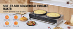 SucceBuy 16inch Electric Crepe Maker Double Head Commercial Crepe Machine 3400W Flat Plate Crepe Griddle Nonstick Pancake Stove
