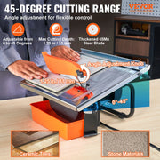 Bild in Galerie-Viewer laden, Amocart Wet Tile Saw 7-inch 65Mn Steel Blade 3500 RPM Induction Motor Tile Cutter Wet Saw Water Reservoir 0-45 Degrees Angle
