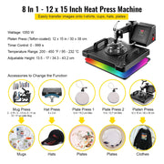 Charger l'image dans la visionneuse de galerie, Amocart 5 6 8 in 1 Heat Press Machine T shirt Heat Transfer Printer Muntifunctional Sublimation For Mug/Latte Mug/Plate/Bottle
