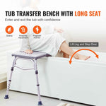 Amocart Tub Transfer Bench for Bathtub Shower Seats Lightweight Shower Bench with Non-Slip Bath Seats with Armrest and Backrest