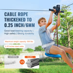SucceBuy Zipline Kit for Kids Adult 160ft Zip Line Kits Up to 500 lbs with Stainless Steel Zipline Spring Brake Safety Harness