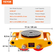 Charger l'image dans la visionneuse de galerie, Amocart 6/8/12T Machinery Skate Dolly Industrial Mover with 4 PU Wheels &amp; 360° Non-Slip Cap for Warehouse Workshop Factory
