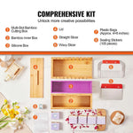 Amocart Soap Making Kit Bamboo Cutting Box and Inner Box with Silicone Mold Stainless Steel Straight Cutter and Wavy Cutter