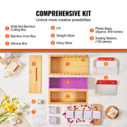 Bild in Galerie-Viewer laden, Amocart Soap Making Kit Bamboo Cutting Box and Inner Box with Silicone Mold Stainless Steel Straight Cutter and Wavy Cutter
