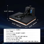 Amocart Heat Press Machine 15" x 15" /16" x 20" /16" x 24" Sublimation Printer Manual Clamshell Transfer on DIY T-shirt Pillow