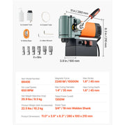 Load image into Gallery viewer, Amocart 1300 W Low Profile Magnetic Drill Press 1.4 in Boring Diameter 2248 lbf Power 650RPM Mag Drill Press for Metal Surface
